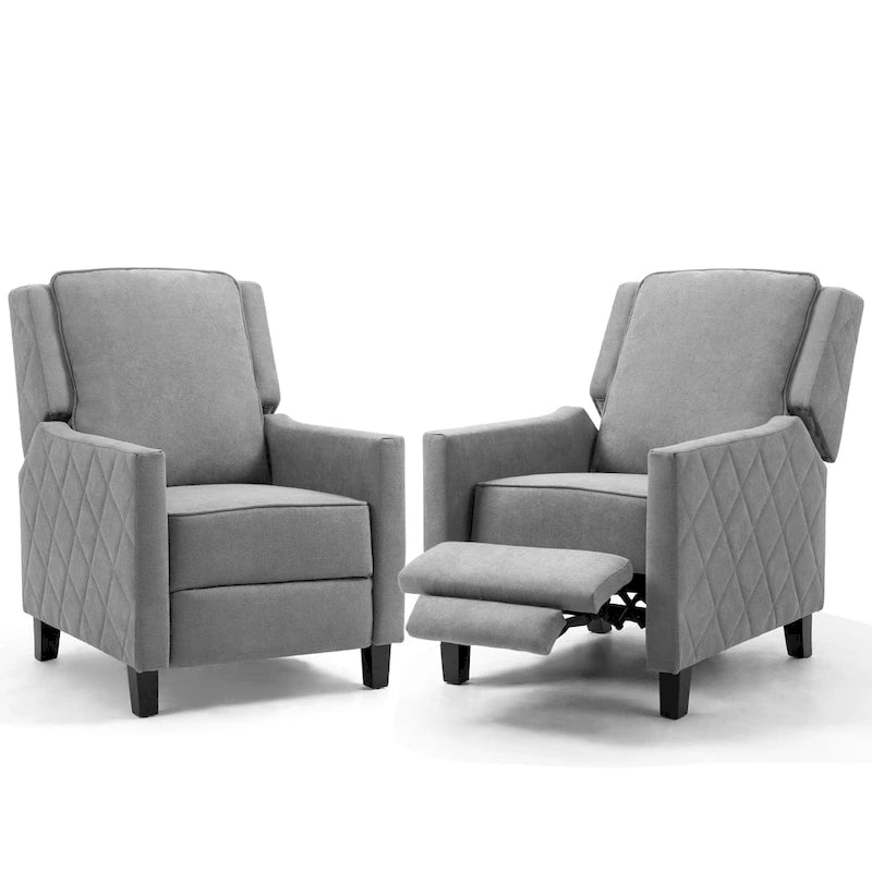 AVAWING Set aus 2 Relaxsesseln mit Rücklehnfunktion, Leinen-Sessel mit hoher Rückenlehne und Seitenflügeln