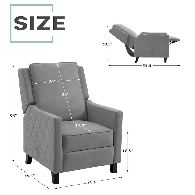 AVAWING Set aus 2 Relaxsesseln mit Rücklehnfunktion, Leinen-Sessel mit hoher Rückenlehne und Seitenflügeln
