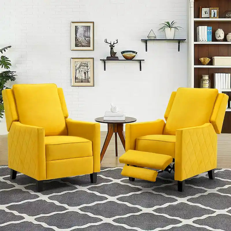 AVAWING Set aus 2 Relaxsesseln mit Rücklehnfunktion, Leinen-Sessel mit hoher Rückenlehne und Seitenflügeln
