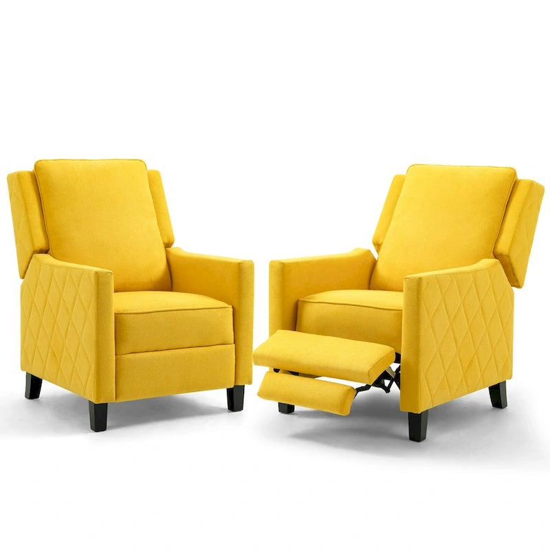 AVAWING Set aus 2 Relaxsesseln mit Rücklehnfunktion, Leinen-Sessel mit hoher Rückenlehne und Seitenflügeln