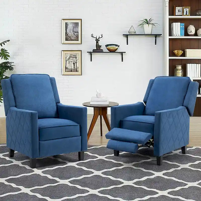 AVAWING Set aus 2 Relaxsesseln mit Rücklehnfunktion, Leinen-Sessel mit hoher Rückenlehne und Seitenflügeln