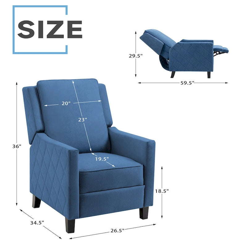 AVAWING Set aus 2 Relaxsesseln mit Rücklehnfunktion, Leinen-Sessel mit hoher Rückenlehne und Seitenflügeln