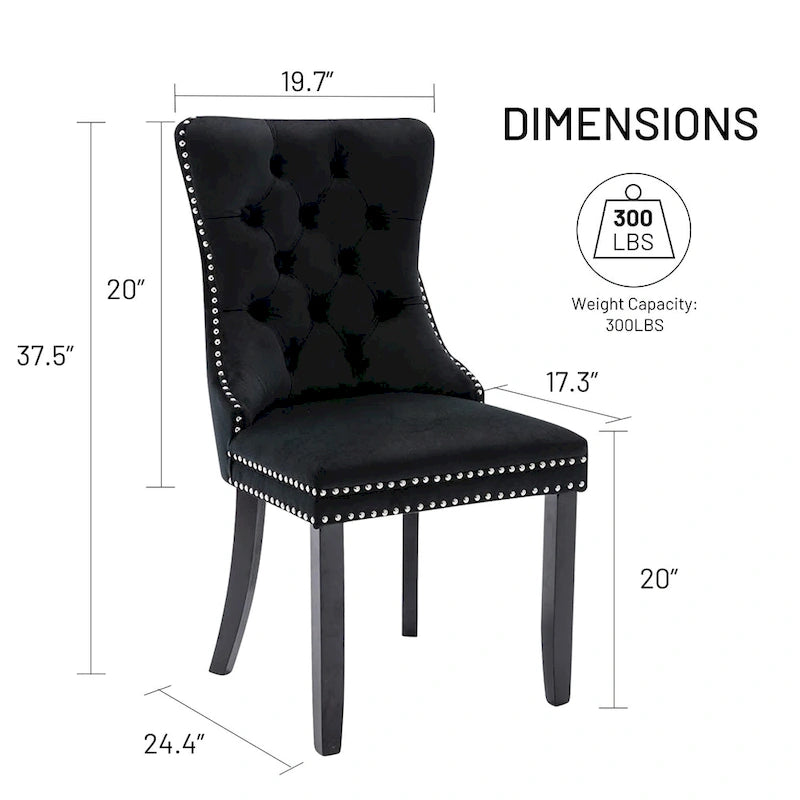 Ensemble de 6 chaises de salle à manger, chaises de cuisine luxueuses en velours rembourré, chaises d’appoint avec assise et dossier matelassés et pieds en bois massif - N/A