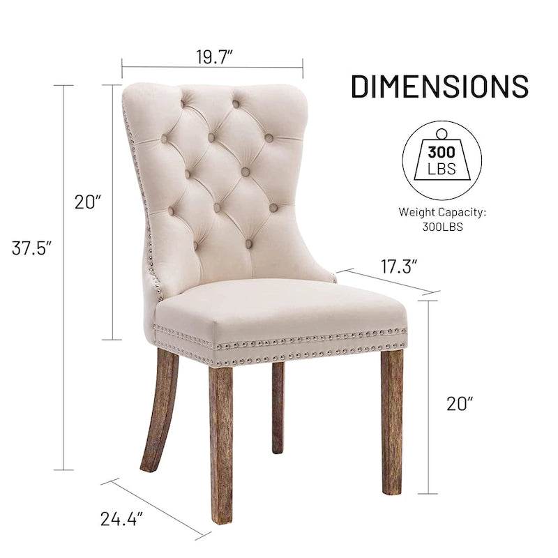 Ensemble de 6 chaises de salle à manger, chaises de cuisine luxueuses en velours rembourré, chaises d’appoint avec assise et dossier matelassés et pieds en bois massif - N/A