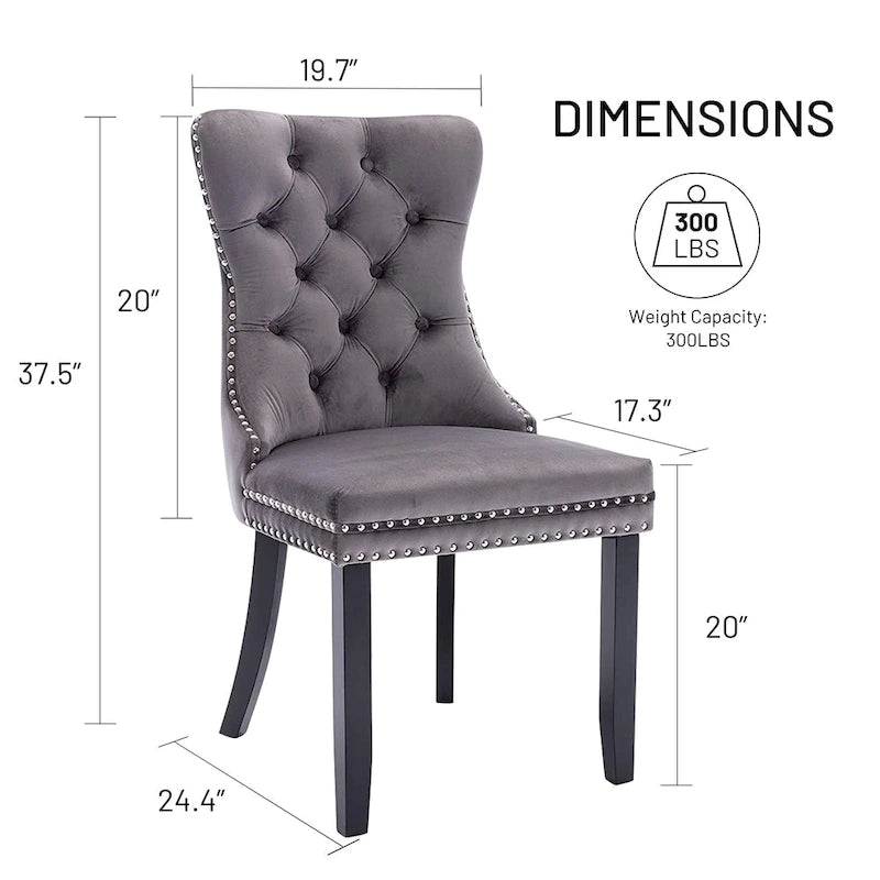 Ensemble de 6 chaises de salle à manger, chaises de cuisine luxueuses en velours rembourré, chaises d’appoint avec assise et dossier matelassés et pieds en bois massif - N/A