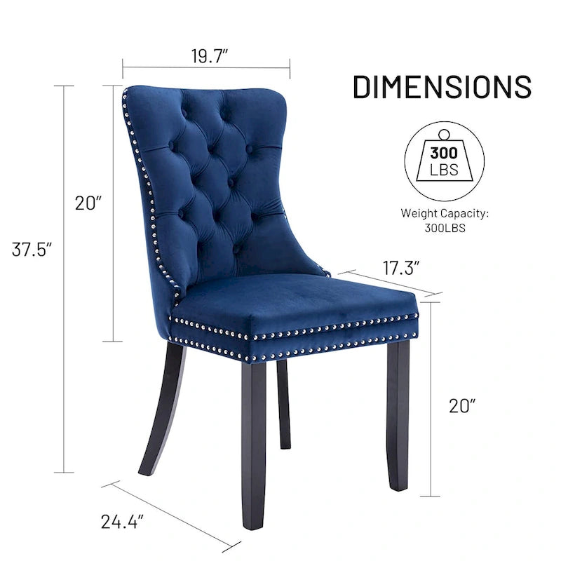 Ensemble de 6 chaises de salle à manger, chaises de cuisine luxueuses en velours rembourré, chaises d’appoint avec assise et dossier matelassés et pieds en bois massif - N/A