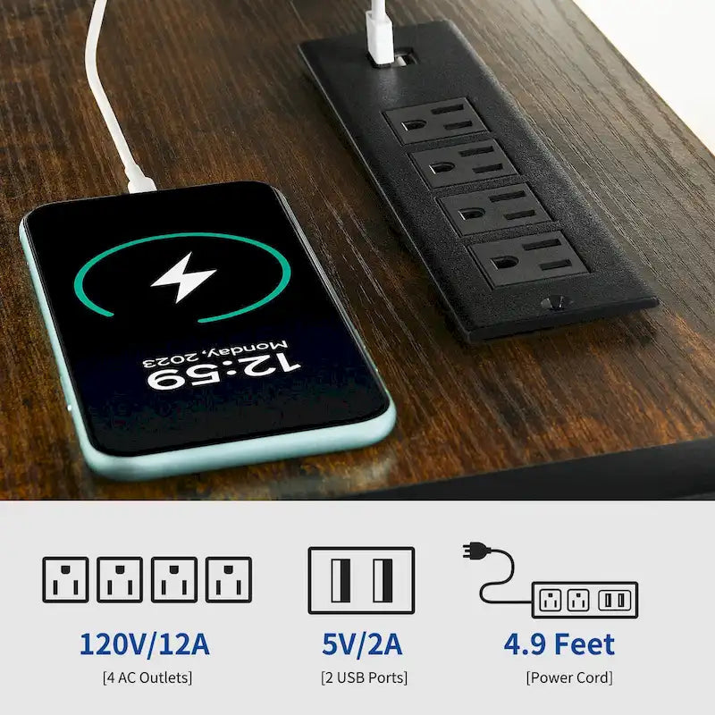 Ipari stílusú fa TV-állvány LED-világítással, nyitott tárolópolcokkal, konnektorokkal, Bluetooth-kapcsolattal és távirányítóval