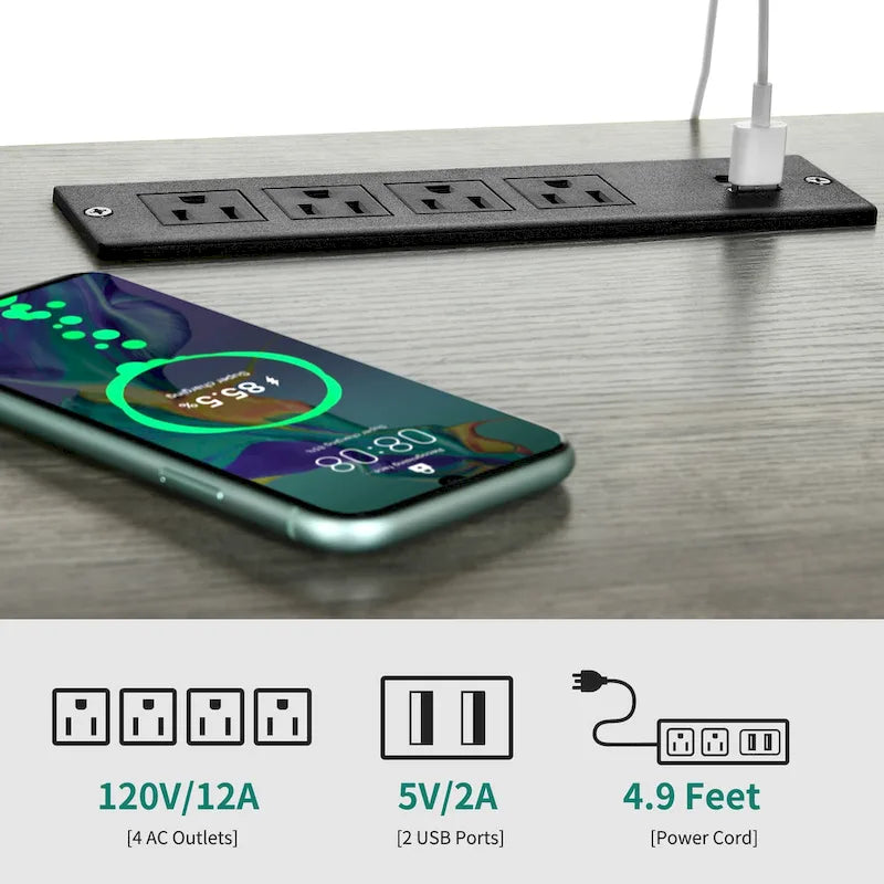 Ipari stílusú fa TV-állvány LED-világítással, nyitott tárolópolcokkal, konnektorokkal, Bluetooth-kapcsolattal és távirányítóval