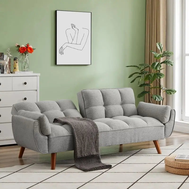 75.39 Schlafsofa, umwandelbare Couch mit Kissen, klappbares Zweisitzersofa für das Wohnzimmer