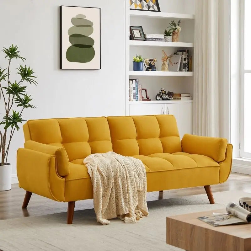75.39 Schlafsofa, umwandelbare Couch mit Kissen, klappbares Zweisitzersofa für das Wohnzimmer