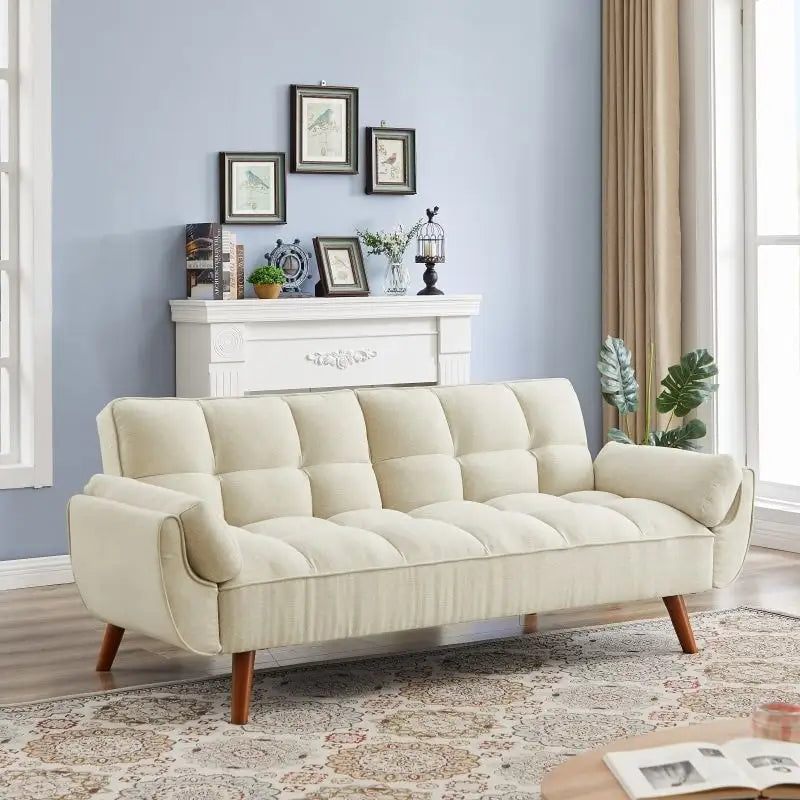 75.39 Schlafsofa, umwandelbare Couch mit Kissen, klappbares Zweisitzersofa für das Wohnzimmer