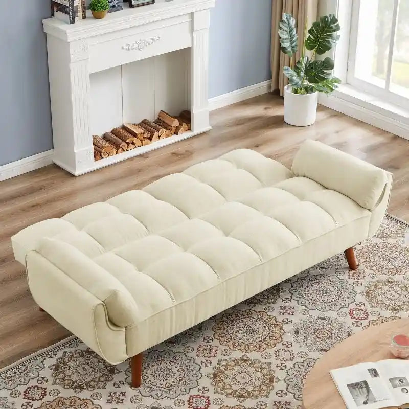75.39 Schlafsofa, umwandelbare Couch mit Kissen, klappbares Zweisitzersofa für das Wohnzimmer