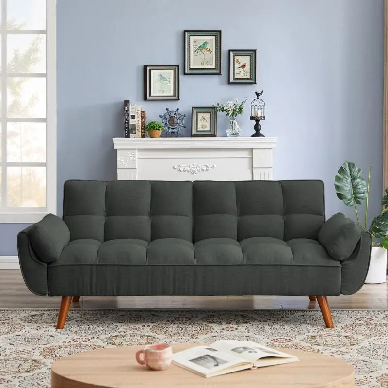75.39 Schlafsofa, umwandelbare Couch mit Kissen, klappbares Zweisitzersofa für das Wohnzimmer
