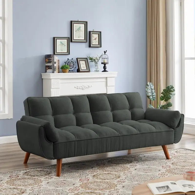 75.39 Schlafsofa, umwandelbare Couch mit Kissen, klappbares Zweisitzersofa für das Wohnzimmer