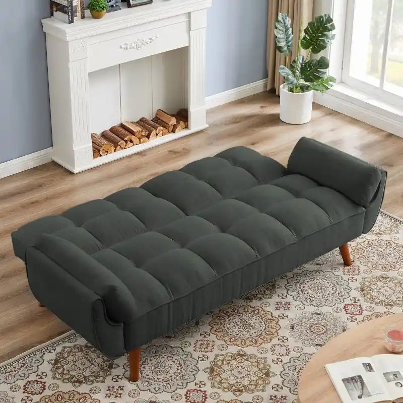 75.39 Schlafsofa, umwandelbare Couch mit Kissen, klappbares Zweisitzersofa für das Wohnzimmer