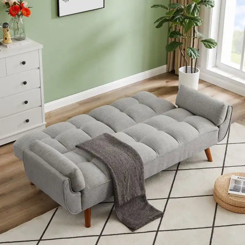 75.39 Schlafsofa, umwandelbare Couch mit Kissen, klappbares Zweisitzersofa für das Wohnzimmer