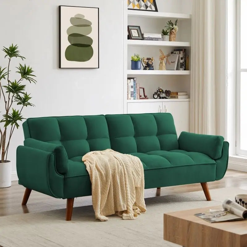 75.39 Schlafsofa, umwandelbare Couch mit Kissen, klappbares Zweisitzersofa für das Wohnzimmer