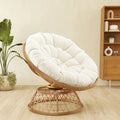 Gemütlicher gelber Papasan-Drehsessel aus Korbgeflecht für Terrasse und Außenbereich von Cozywor