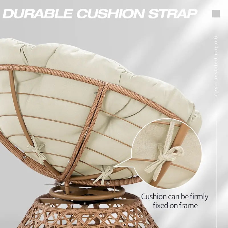 Gemütlicher gelber Papasan-Drehsessel aus Korbgeflecht für Terrasse und Außenbereich von Cozywor