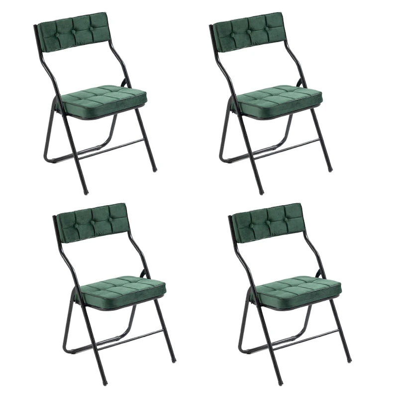 Sedie da pranzo pieghevoli in acciaio trapuntato e rivestite in velluto (set da 4)