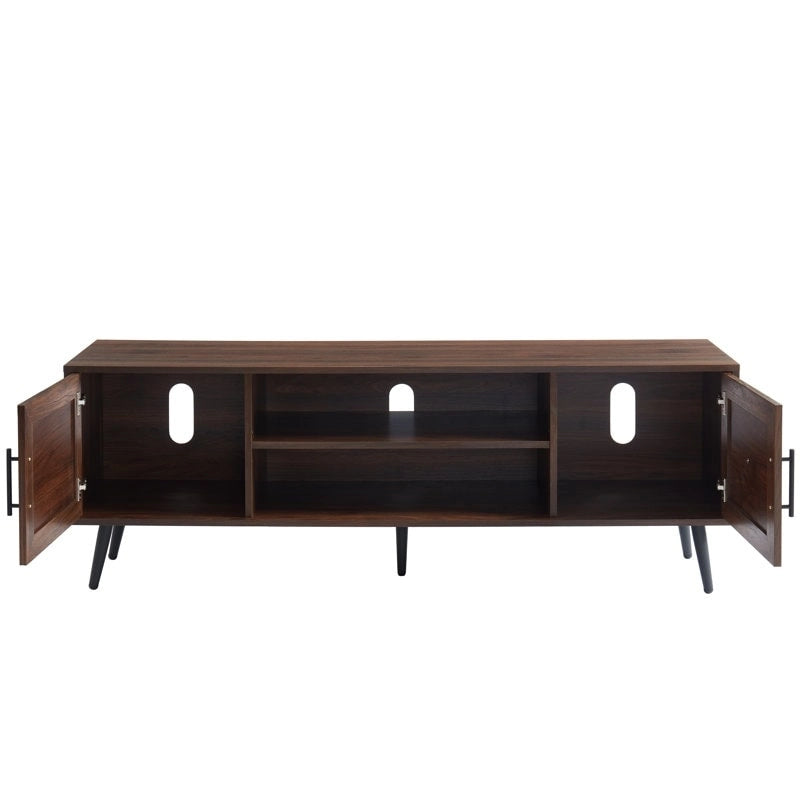 Stojak pod telewizor w stylu mid-century modern do telewizorów o przekątnej do 70 cali, centrum rozrywki, konsola multimedialna – 20.5 H x 59 W x 15.5 D