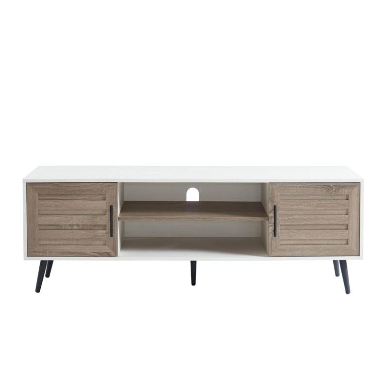 Stojak pod telewizor w stylu mid-century modern do telewizorów o przekątnej do 70 cali, centrum rozrywki, konsola multimedialna – 20.5 H x 59 W x 15.5 D