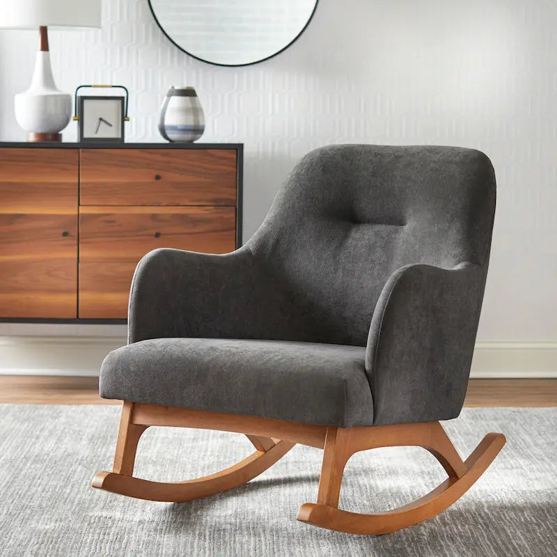 Rocking-chair moderne de style mi-siècle Lifestorey Mick en bois d’hévéa