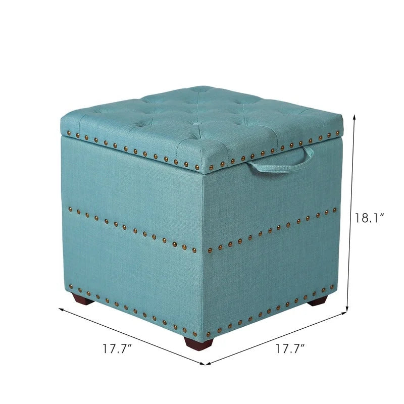 Adeco quadratischer Stoffhocker mit Tablett
