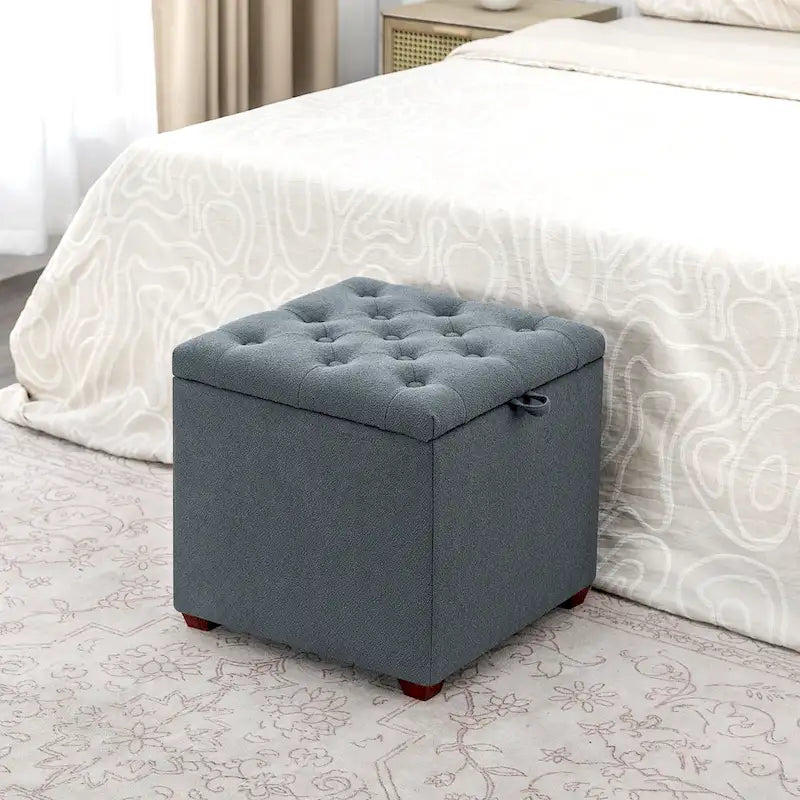 Adeco quadratischer Stoffhocker mit Tablett