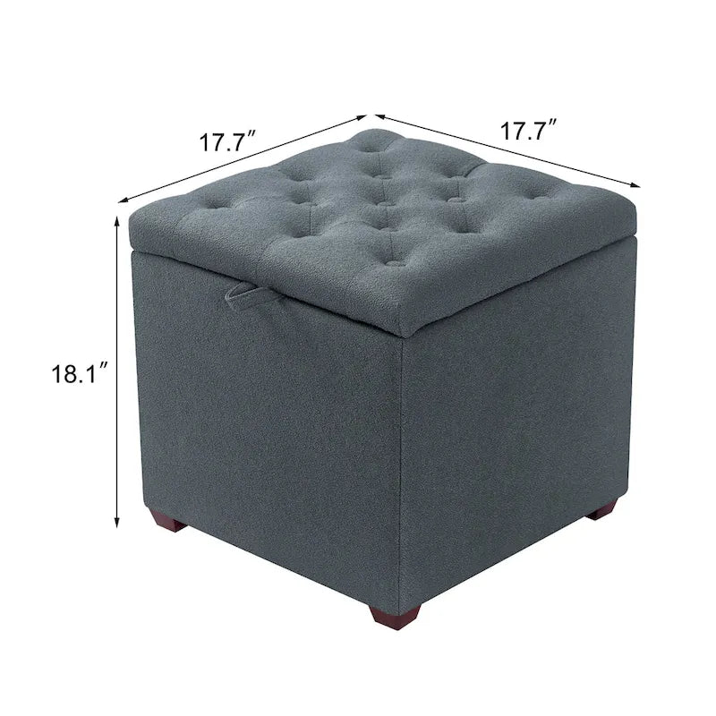 Adeco quadratischer Stoffhocker mit Tablett