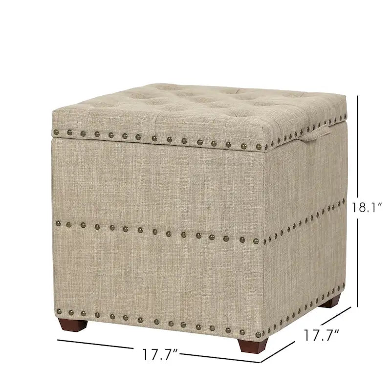 Adeco quadratischer Stoffhocker mit Tablett