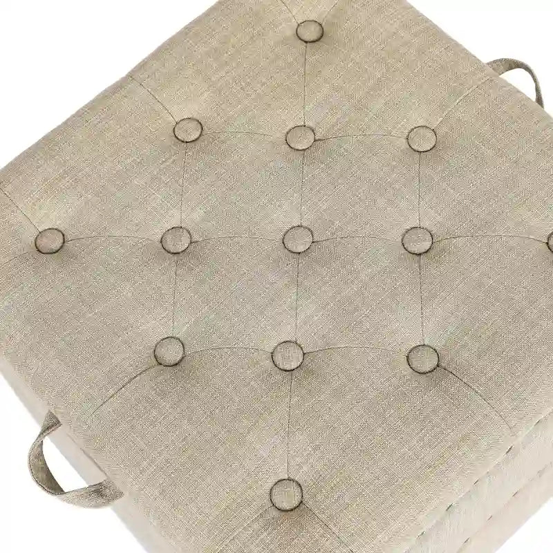 Adeco quadratischer Stoffhocker mit Tablett