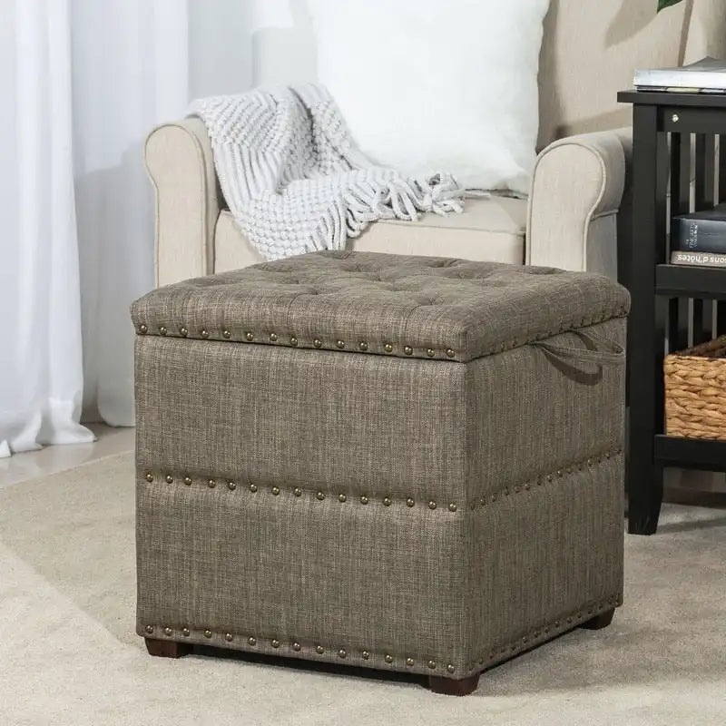 Adeco quadratischer Stoffhocker mit Tablett