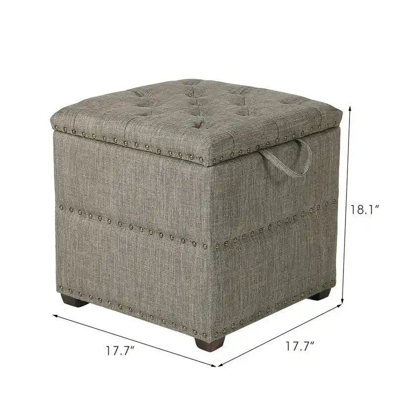 Adeco quadratischer Stoffhocker mit Tablett