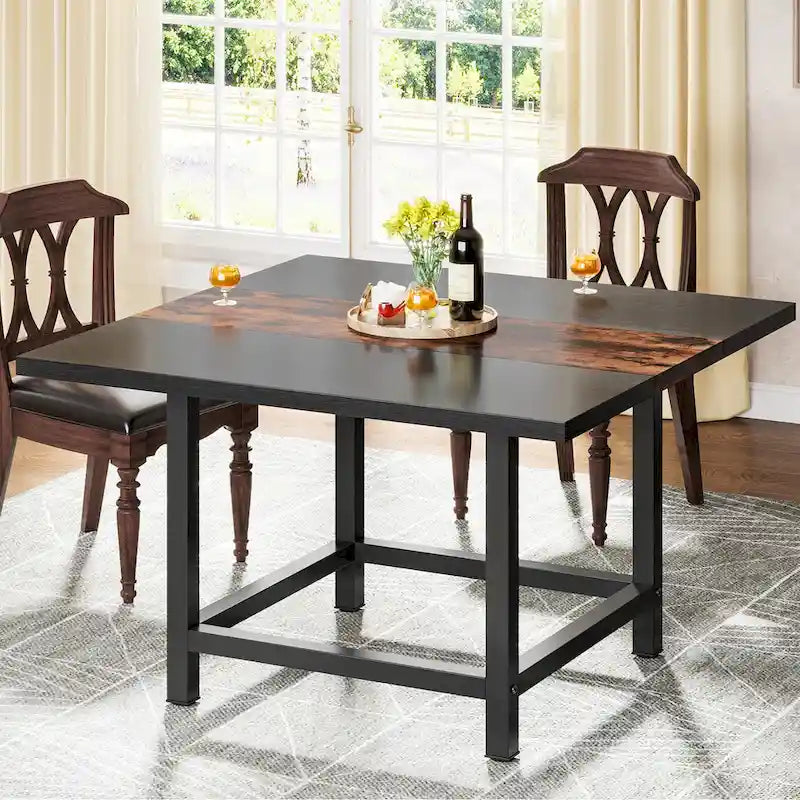 Rustieke vierkante eetkamertafel voor 4 personen, keukentafel voor kleine ruimtes
