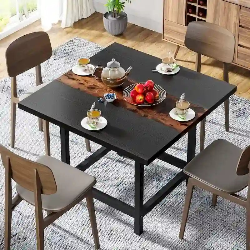 Rustieke vierkante eetkamertafel voor 4 personen, keukentafel voor kleine ruimtes