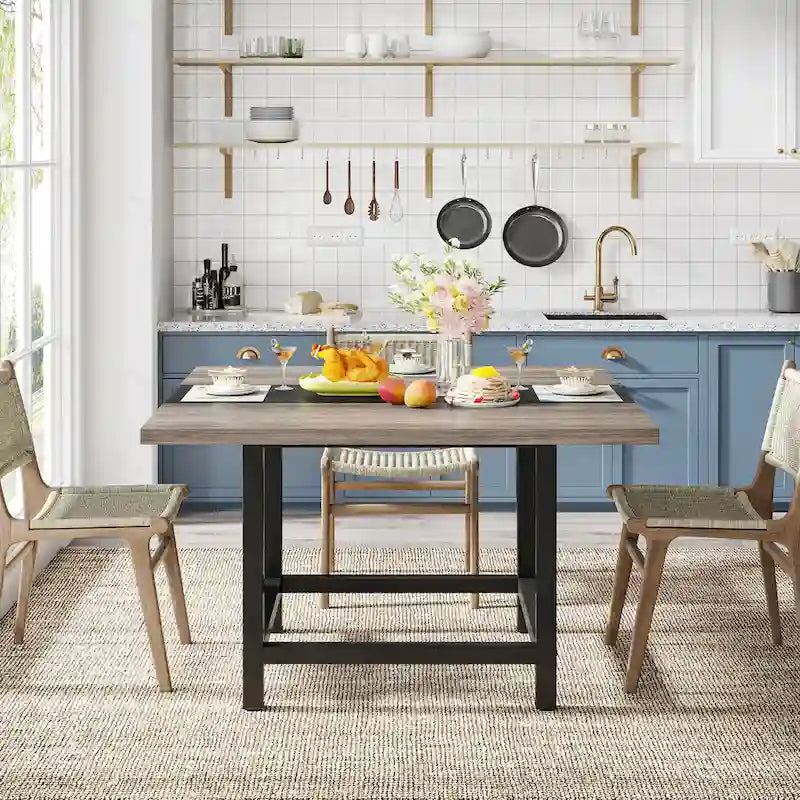 Rustieke vierkante eetkamertafel voor 4 personen, keukentafel voor kleine ruimtes