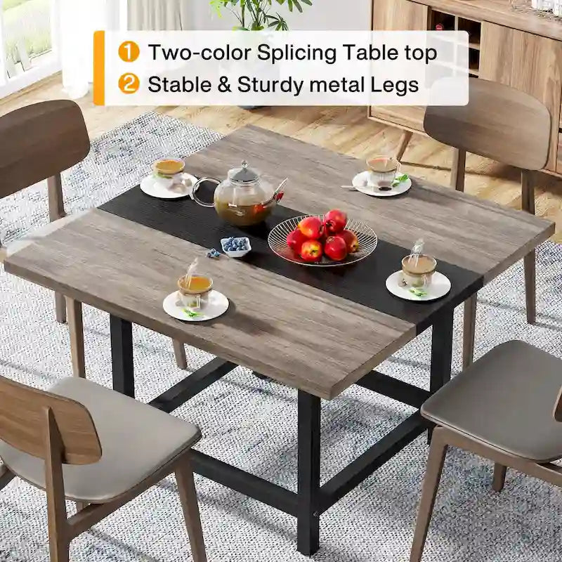 Rustieke vierkante eetkamertafel voor 4 personen, keukentafel voor kleine ruimtes