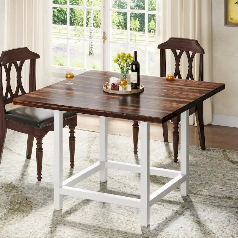 Rustieke vierkante eetkamertafel voor 4 personen, keukentafel voor kleine ruimtes