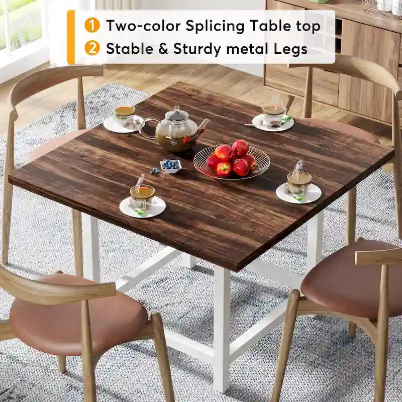 Rustieke vierkante eetkamertafel voor 4 personen, keukentafel voor kleine ruimtes