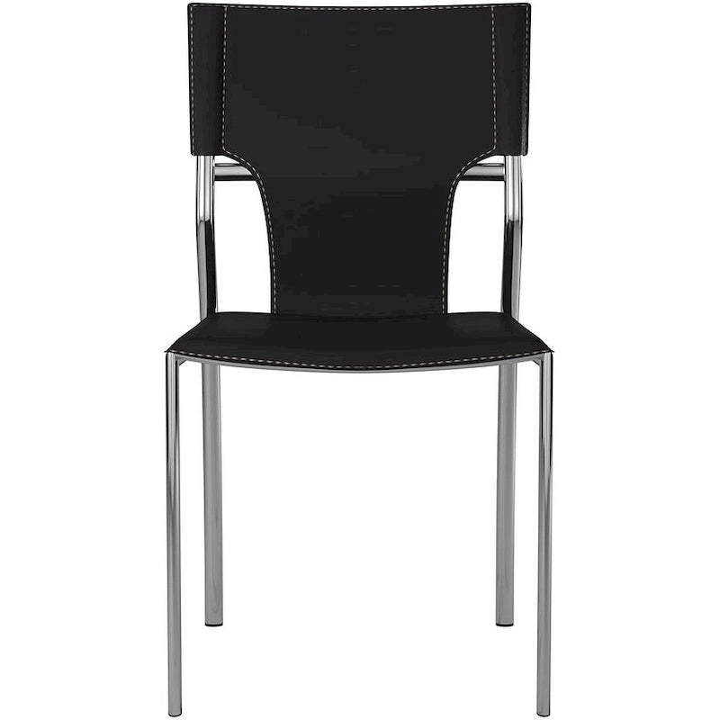 Chaises de salle à manger en cuir avec revêtement protecteur et pieds chromés, lot de 4