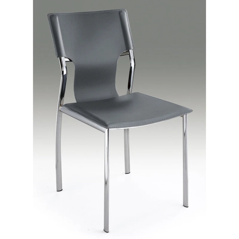 Chaises de salle à manger en cuir avec revêtement protecteur et pieds chromés, lot de 4