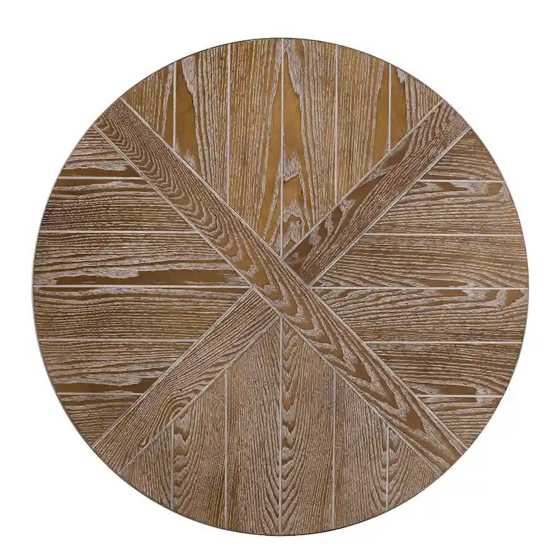 Table basse ronde industrielle rustique en bois Kenya de SEI Furniture avec étagère