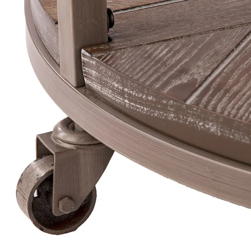 Table basse ronde industrielle rustique en bois Kenya de SEI Furniture avec étagère
