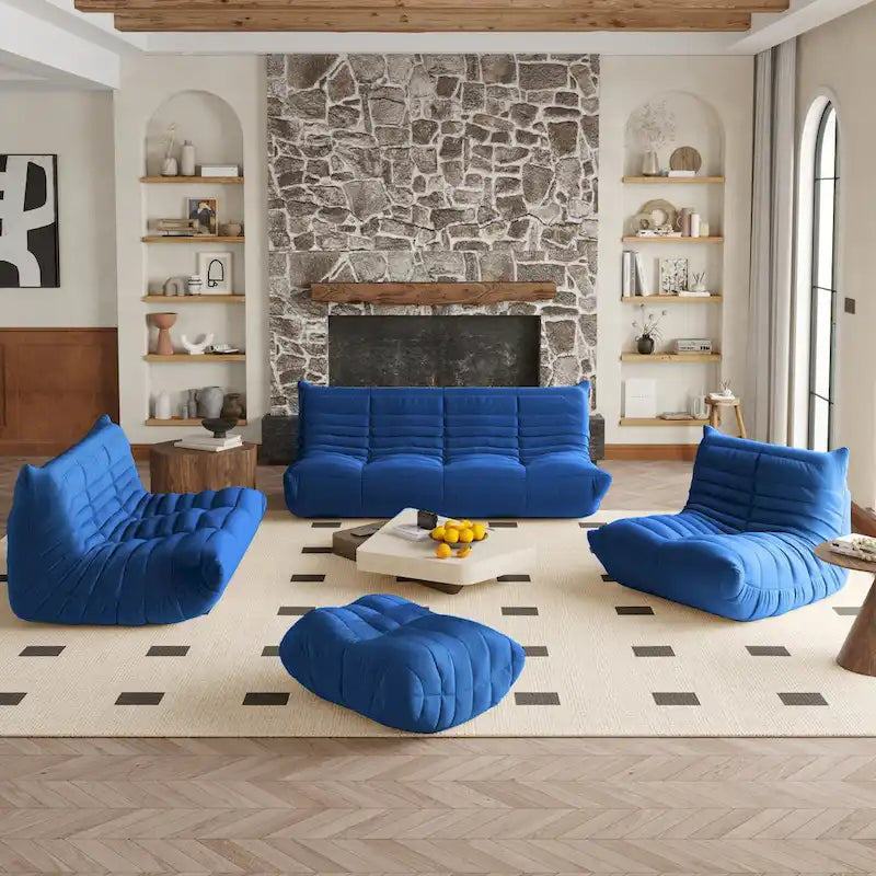 Fireside-Sessel, einzelner Sofasessel aus Teddy-Stoff, Sitzsack