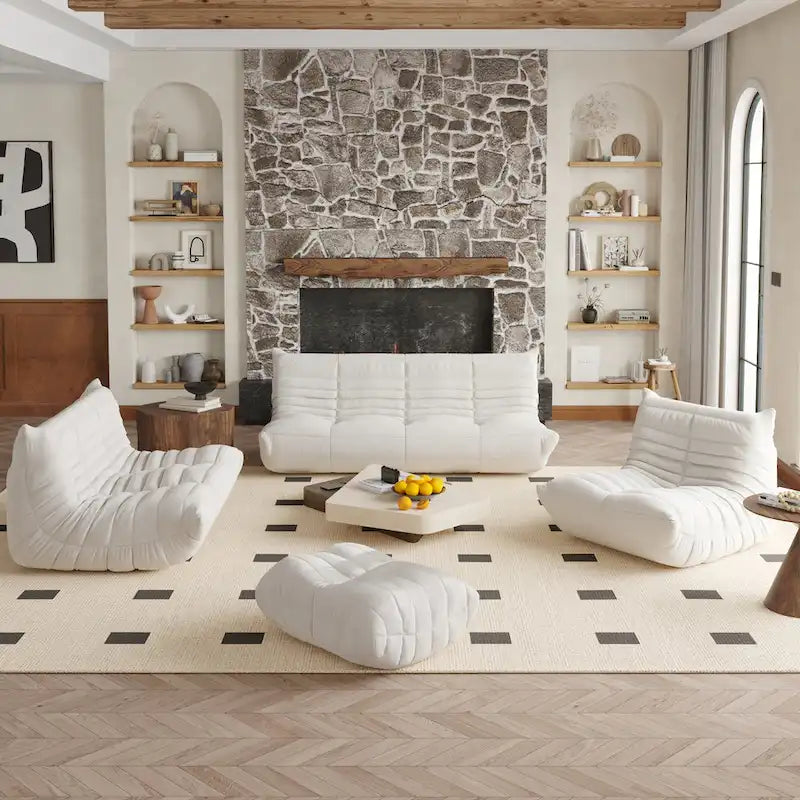 Fireside-Sessel, einzelner Sofasessel aus Teddy-Stoff, Sitzsack