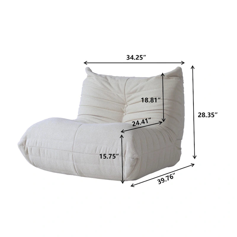 Fireside-Sessel, einzelner Sofasessel aus Teddy-Stoff, Sitzsack