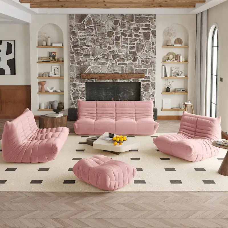 Fireside-Sessel, einzelner Sofasessel aus Teddy-Stoff, Sitzsack