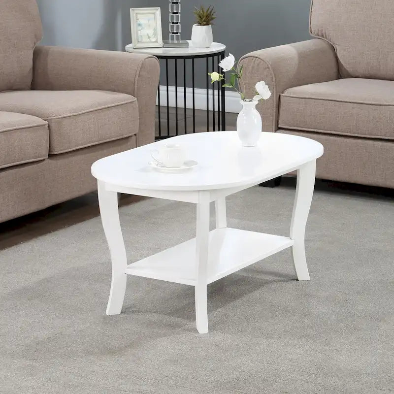 Mesa de centro ovalada American Heritage de Convenience Concepts con estante