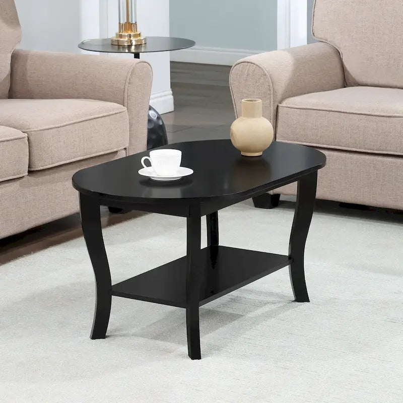 Mesa de centro ovalada American Heritage de Convenience Concepts con estante